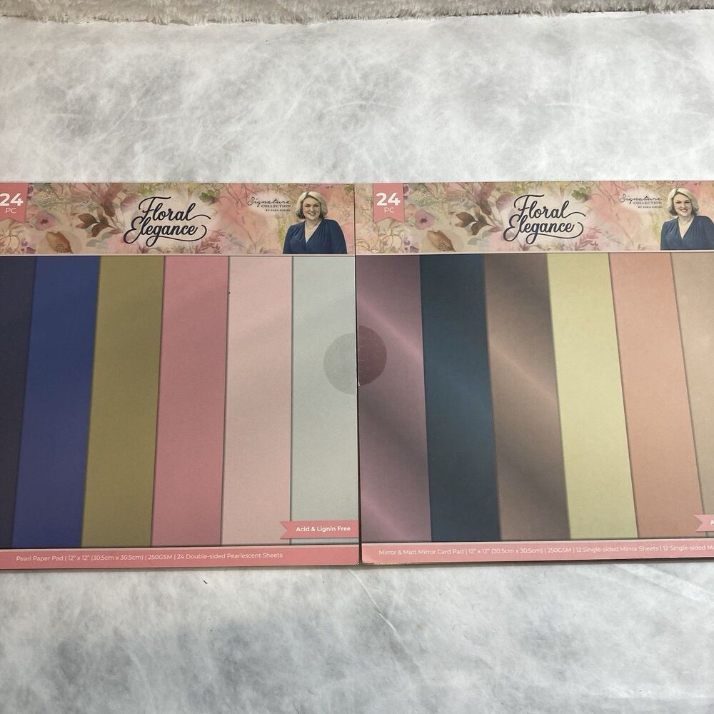 Lot Of 2 Crafters Companion Floral Elegance Pearl Metallic 12 X 12 Card stock